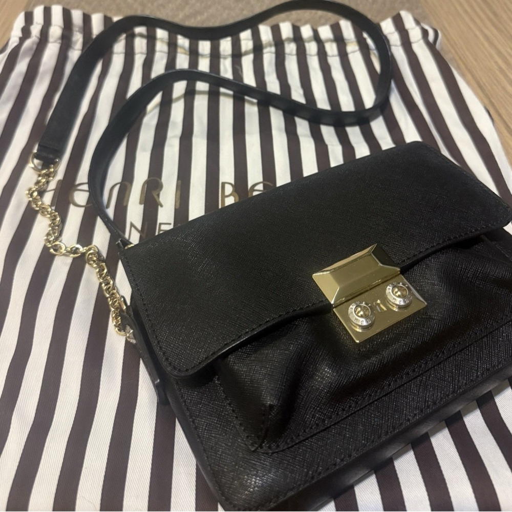 Henri Bendel Black Leather Shoulder Bag